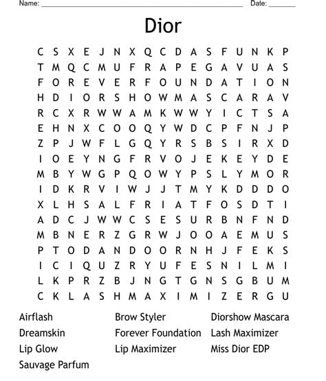 dior product crossword